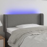 Cabeceira cama c/ luzes LED tecido 103x16x78/88cm cinza-escuro 1