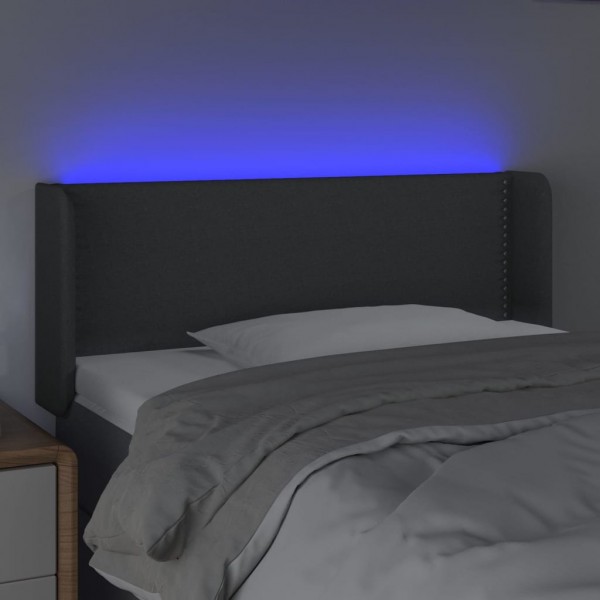 Cabeceira cama c/ luzes LED tecido 103x16x78/88cm cinza-escuro M 4