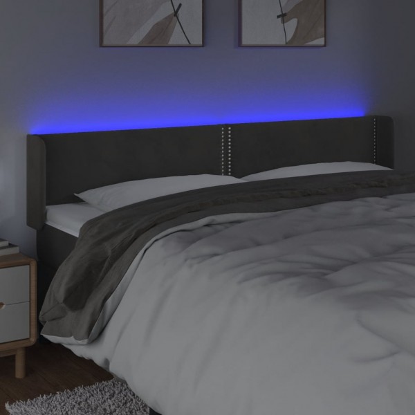 Cabecero con LED de terciopelo gris oscuro 163x16x78/88 cm M 4
