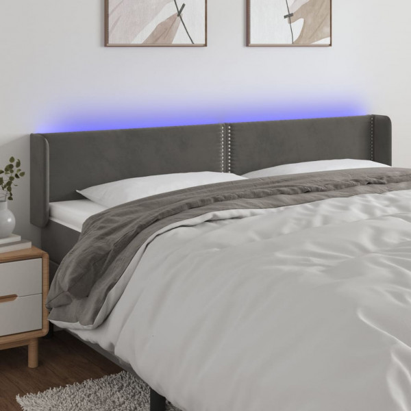 Cabecero con LED de terciopelo gris oscuro 203x16x78/88 cm D