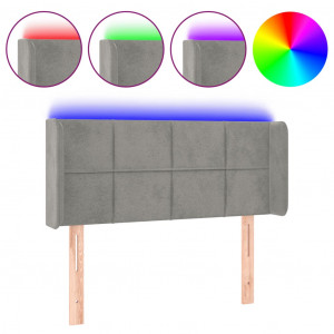 Cabecero con LED de terciopelo gris claro 93x16x78/88 cm H