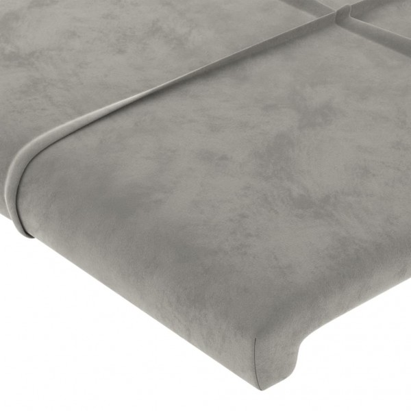 Cabeceira de cama c/ luzes LED veludo 93x16x78/88cm cinza-claro M 5