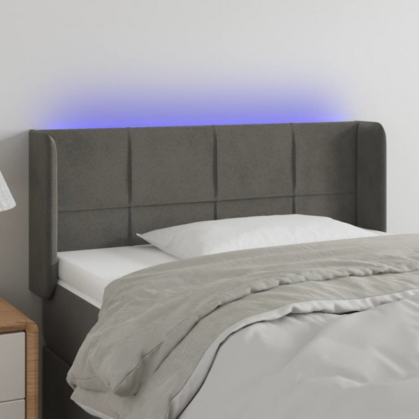Cabecero con LED de terciopelo gris oscuro 103x16x78/88 cm D