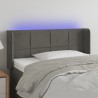 Cabeceira cama c/ luzes LED veludo 103x16x78/88 cm cinza-escuro 1