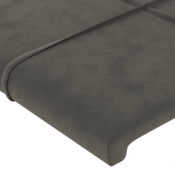Cabeceira cama c/ luzes LED veludo 103x16x78/88 cm cinza-escuro M 5