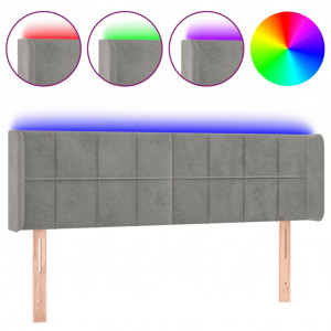 Cabecero con LED de terciopelo gris claro 147x16x78/88 cm H