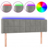 Cabeceira cama c/ luzes LED veludo 147x16x78/88 cm cinza-claro 2
