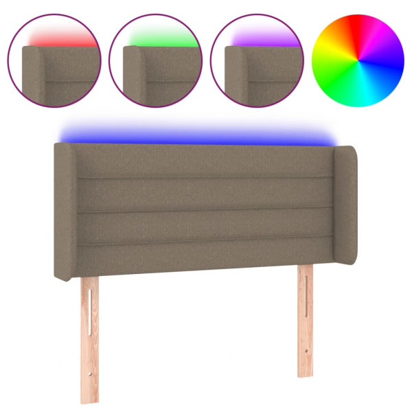 Cabecero con LED de tela gris taupe 93x16x78/88 cm M 2