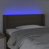 Cabeceira cama luzes LED tecido 93x16x78/88cm cinza-acastanhado 4