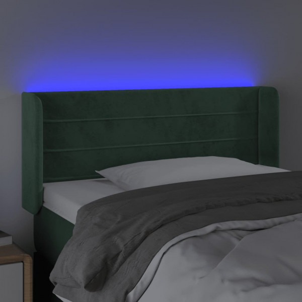 Cabecero con LED de terciopelo verde oscuro 83x16x78/88 cm M 4