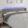 Cabecero con LED de terciopelo gris claro 163x16x78/88 cm 1