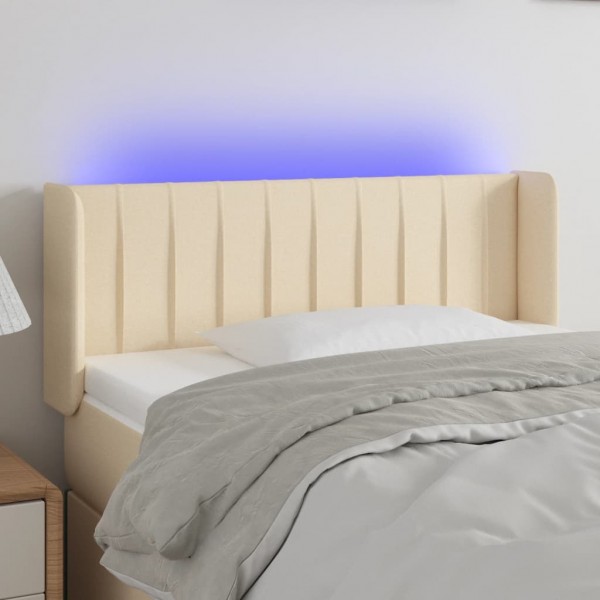 Cabecero con LED de tela crema 83x16x78/88 cm D