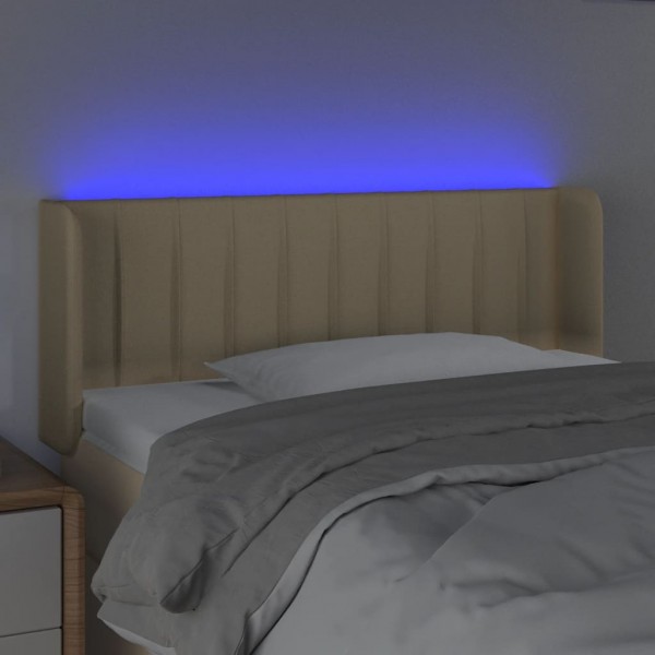 Cabeceira de cama c/ luzes LED tecido 83x16x78/88 cm cor creme M 4