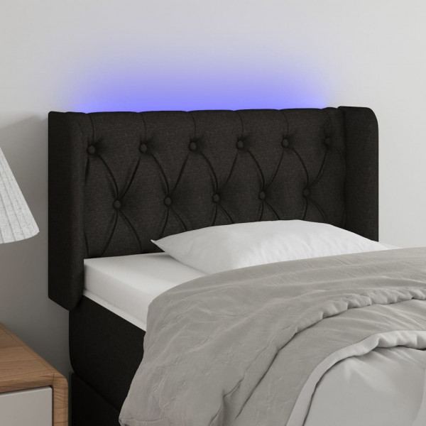 Cabecero con LED de tela negro 83x16x78/88 cm D