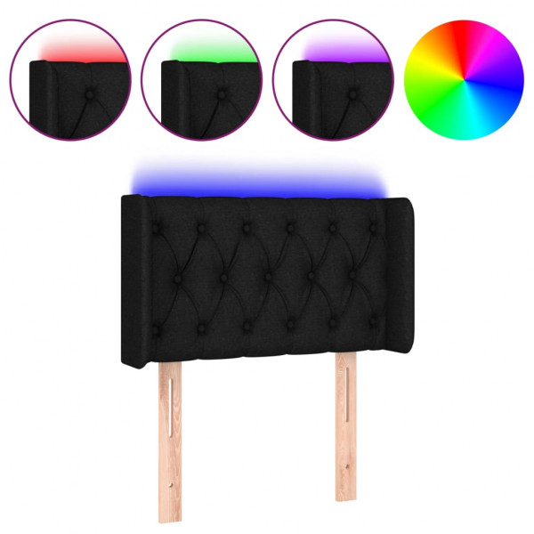 Cabeceira de cama c/ luzes LED tecido 83x16x78/88 cm preto M 2