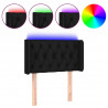 Cabeceira de cama c/ luzes LED tecido 83x16x78/88 cm preto 2
