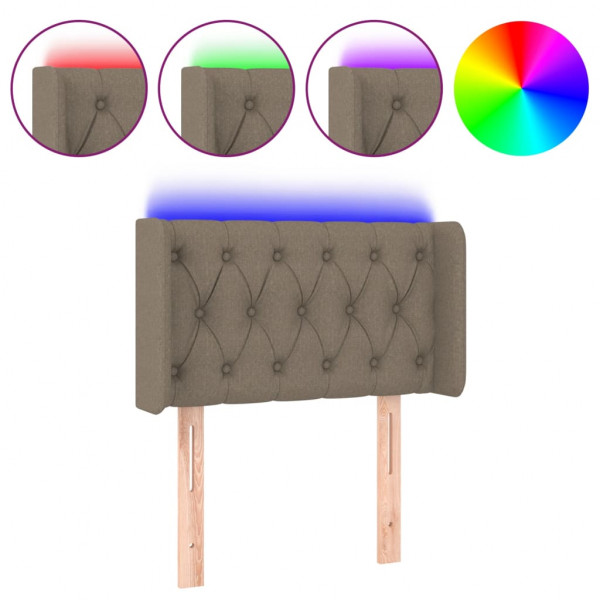 Cabeceira cama luzes LED tecido 83x16x78/88cm cinza-acastanhado M 2