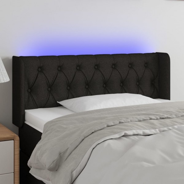 Cabecero con LED de tela negro 93x16x78/88 cm D
