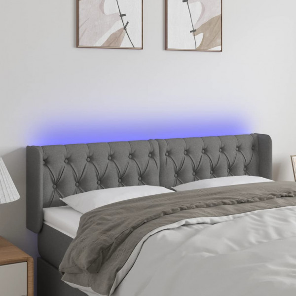 Cabecero con LED de tela gris oscuro 163x16x78/88 cm D