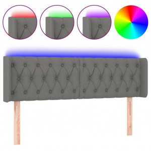 Cabecero con LED de tela gris oscuro 163x16x78/88 cm H