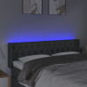 Cabeceira cama c/ luzes LED tecido 163x16x78/88cm cinza-escuro 4