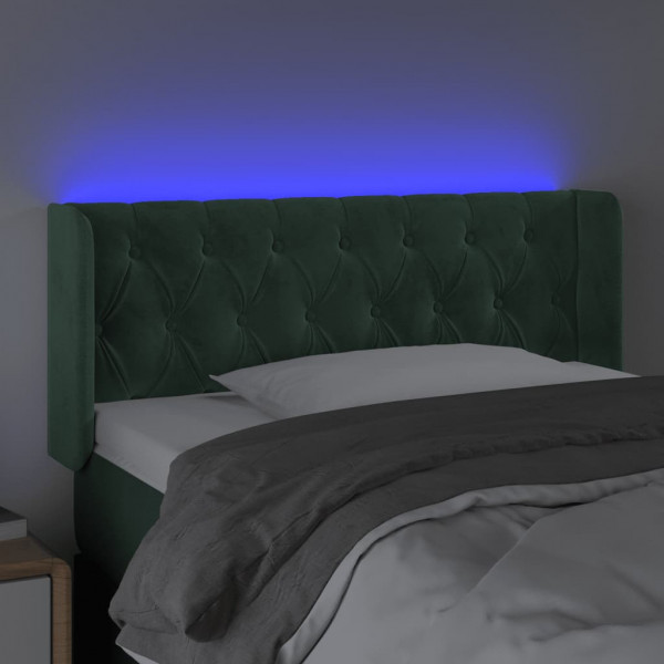 Cabeceira cama c/ luzes LED veludo 93x16x78/88 cm verde-escuro M 4
