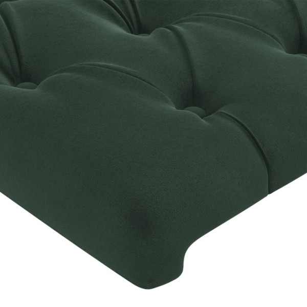 Cabeceira cama c/ luzes LED veludo 93x16x78/88 cm verde-escuro M 5