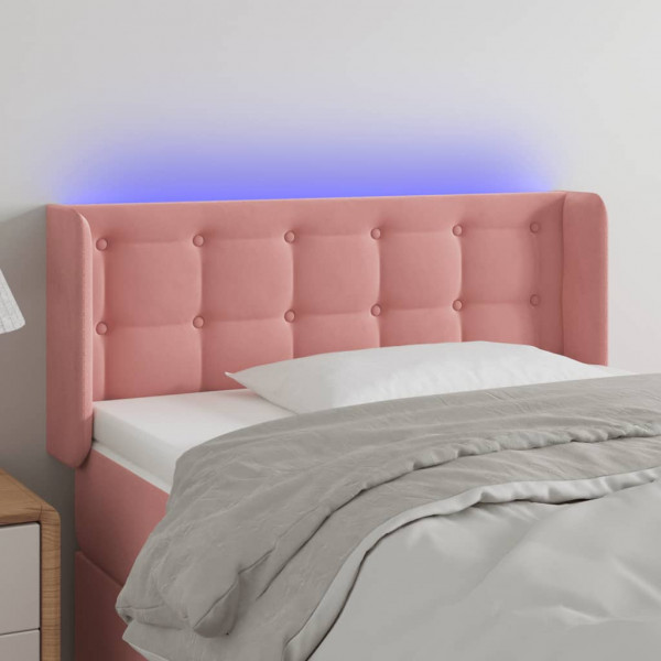 Cabecero con LED de terciopelo rosa 83x16x78/88 cm D