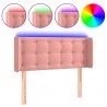 Cabeceira de cama c/ luzes LED veludo 83x16x78/88 cm rosa 2