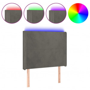 Cabecero con LED de terciopelo gris oscuro 83x16x118/128 cm H