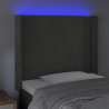 Cabeceira cama c/ luzes LED veludo 83x16x118/128cm cinza-escuro 4