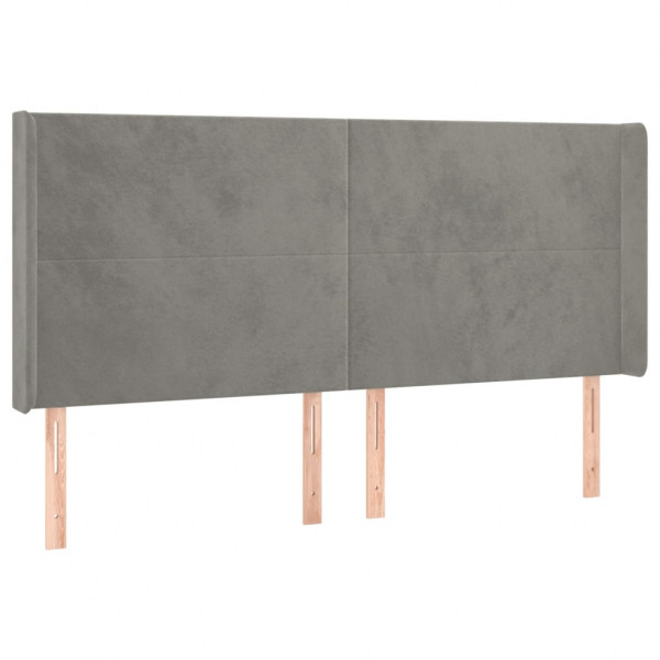 Cabeceira cama c/ luzes LED veludo 183x16x118/128cm cinza-claro M 3