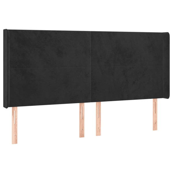 Cabecero con LED de terciopelo negro 203x16x118/128 cm M 3