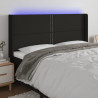 Cabecero con LED de tela negro 183x16x118/128 cm 1