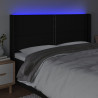 Cabeceira de cama c/ luzes LED tecido 183x16x118/128 cm preto 4