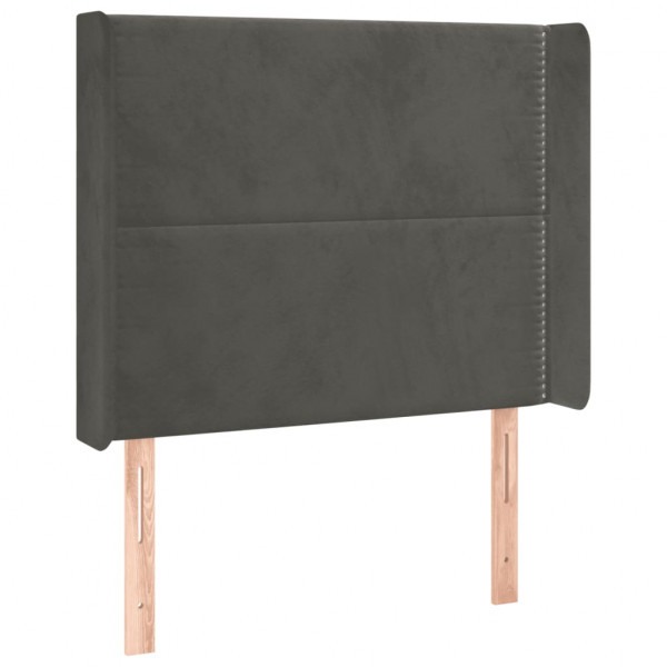 Cabeceira cama c/ luzes LED veludo 83x16x118/128cm cinza-escuro M 3