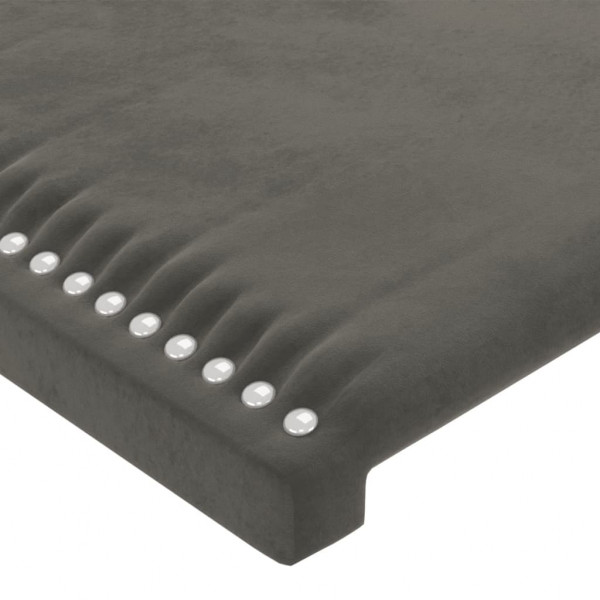 Cabeceira cama c/ luzes LED veludo 83x16x118/128cm cinza-escuro M 5