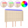Cabecero con LED de tela color crema 147x16x118/128 cm 2