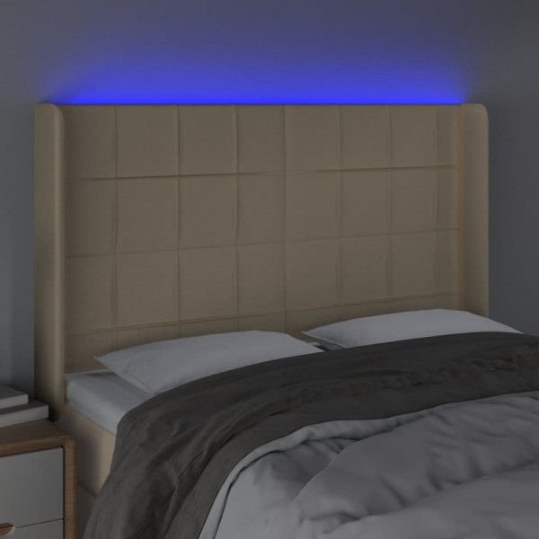 Cabecero con LED de tela color crema 147x16x118/128 cm M 4