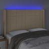 Cabeceira cama c/ luzes LED tecido 147x16x118/128 cm cor creme 4