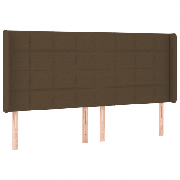 Cabeceira de cama c/ luzes LED tecido 203x16x118/128cm castanho M 3