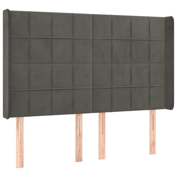 Cabecero con LED de terciopelo gris oscuro 147x16x118/128 cm M 3