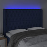 Cabeceira de cama c/ luzes LED tecido 163x16x118/128 cm azul 4