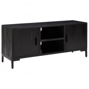 Mueble para TV madera maciza de pino negro 110x35x48 cm H