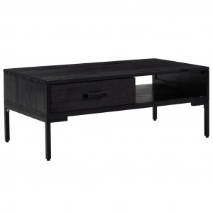 Mesa de centro 90x50x35 cm pinho maciço preto H