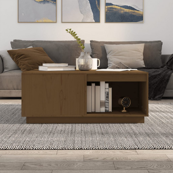 Mesa de centro madera maciza pino marrón miel 100x101x40.5 cm M 3