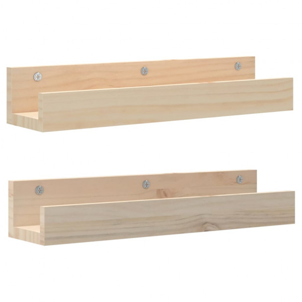 Prateleiras de parede 2 pcs 50x12x9 cm madeira de pinho maciça M 2