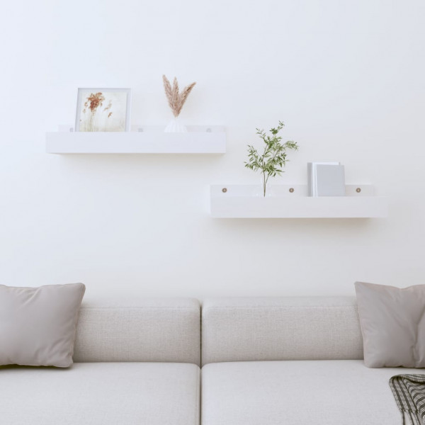 Estantes de pared 2 uds madera maciza de pino blanco 50x12x9 cm D