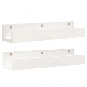 Estantes de pared 2 uds madera maciza de pino blanco 50x12x9 cm H