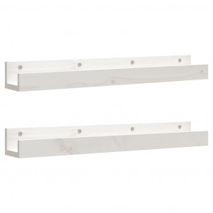 Estantes de pared 2 uds madera maciza de pino blanco 80x12x9 cm H